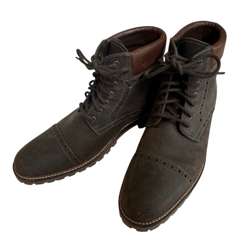 Warfield & Grand Presidio Dark Brown Leather Cap Toe Lug Sole Boots Mens 9.5